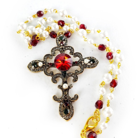 Magen's Fairytale Creations Jewelry - FINAL PRICE Catherine the Great Czech Glass Cross